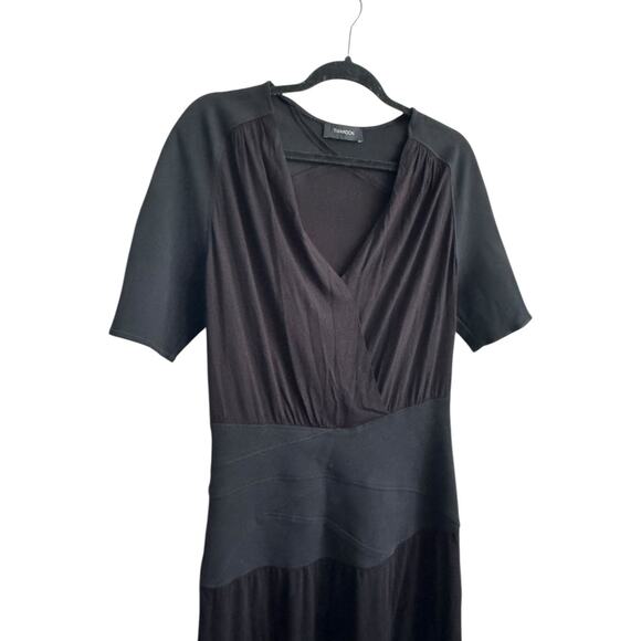 THAKOON black bandage short sleeved midi V neck dress 10 - Picture 6 of 16